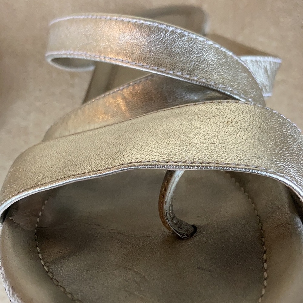 COLE HAAN + NIKE AIR Silver Slip-On Wedge Sandals Size 8 - Picture 11 of 12